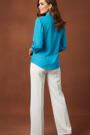 Emily- Tucks With Gathered Electric Blue Shirt