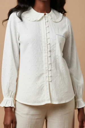 Amelia Schifflie White Tunic